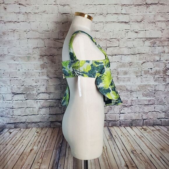 Roberta Reiner Uniqe Eclectic Palm Tree Jacquard Crop Top - Picture 3 of 7